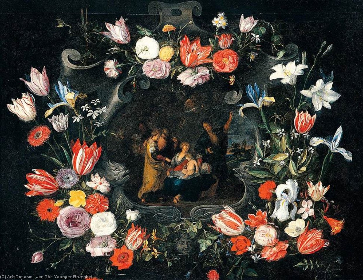 Wikioo.org – L'Enciclopedia delle Belle Arti - Pittura, Opere di Jan The Younger Brueghel - vita tranquilla di  dopodomani  Santo  Parentela