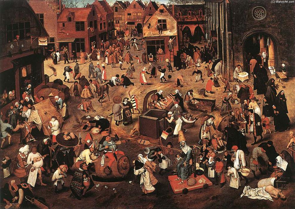 Wikioo.org - สารานุกรมวิจิตรศิลป์ - จิตรกรรม Pieter Bruegel The Younger - Battle of Carnival and Lent