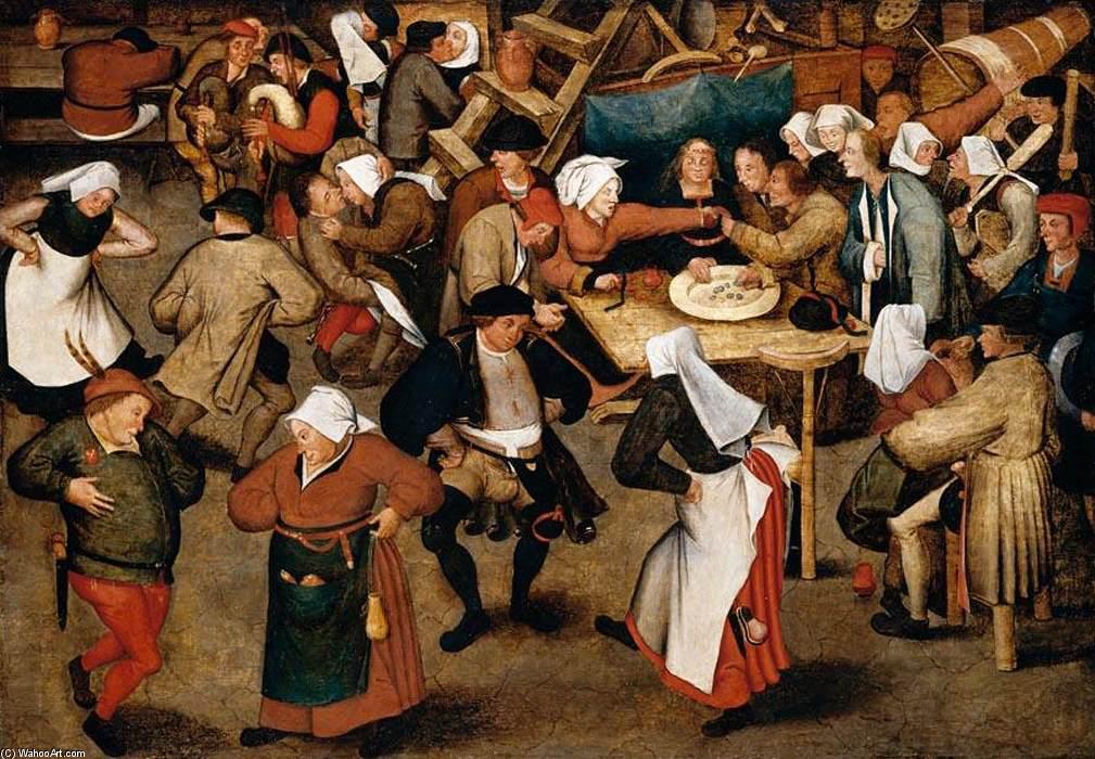 Wikioo.org – La Enciclopedia de las Bellas Artes - Pintura, Obras de arte de Pieter Bruegel The Younger - el la boda baile precipitadamente un barraca