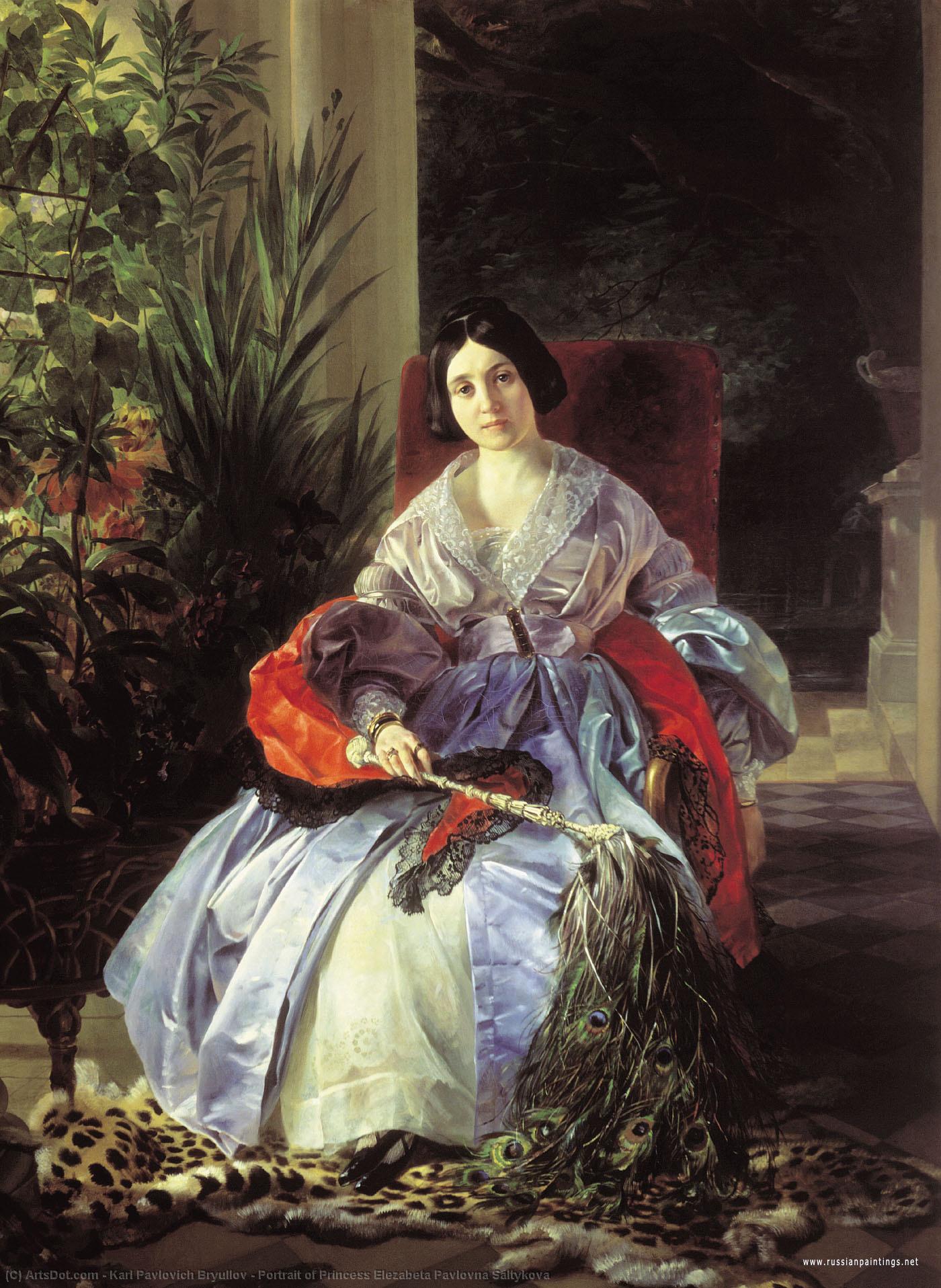 Wikioo.org - The Encyclopedia of Fine Arts - Painting, Artwork by Karl Pavlovich Bryullov - Portrait of Princess Elezabeta Pavlovna Saltykova
