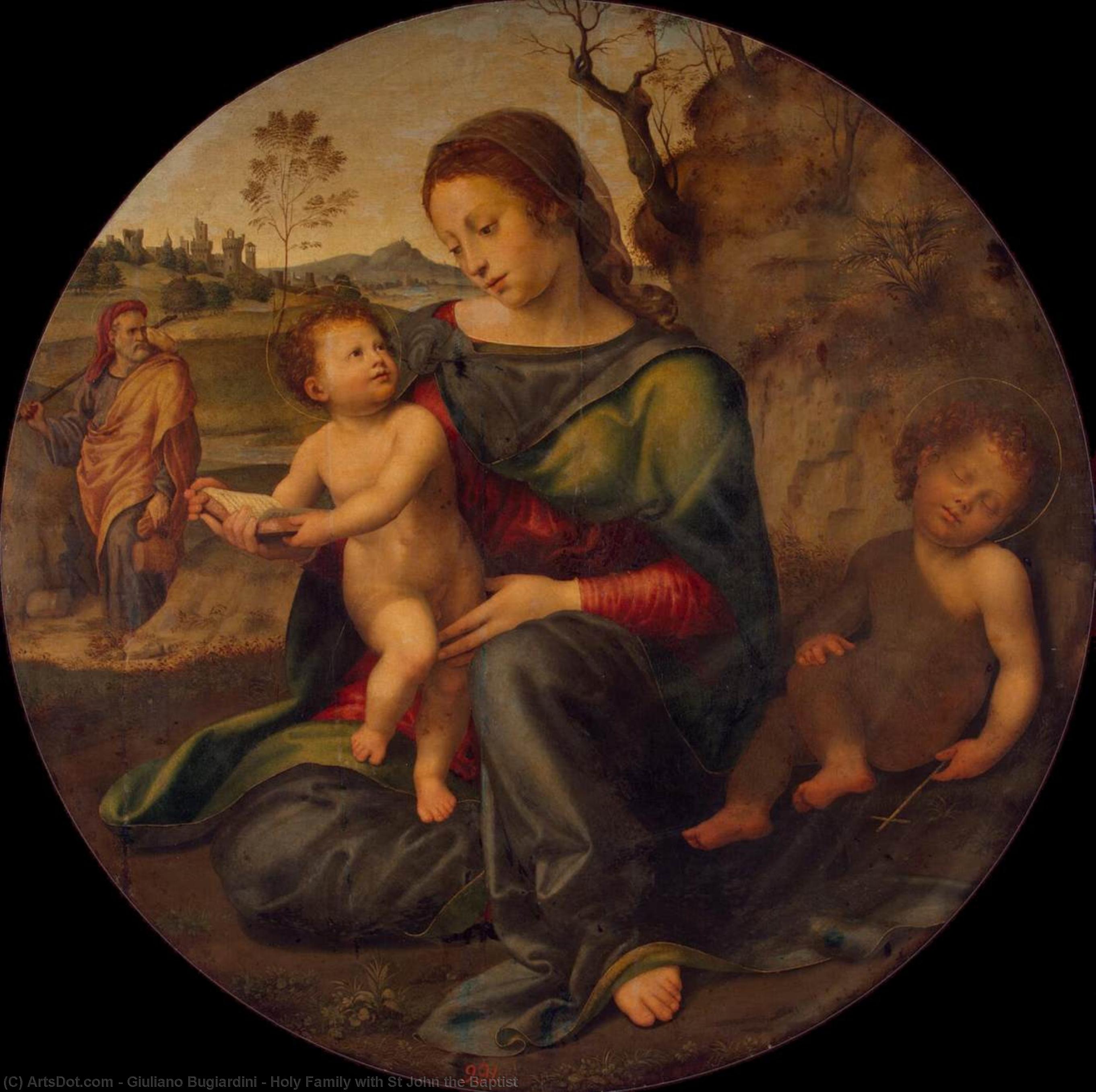 Wikioo.org - The Encyclopedia of Fine Arts - Painting, Artwork by Giuliano Bugiardini - Holy Family with St John the Baptist