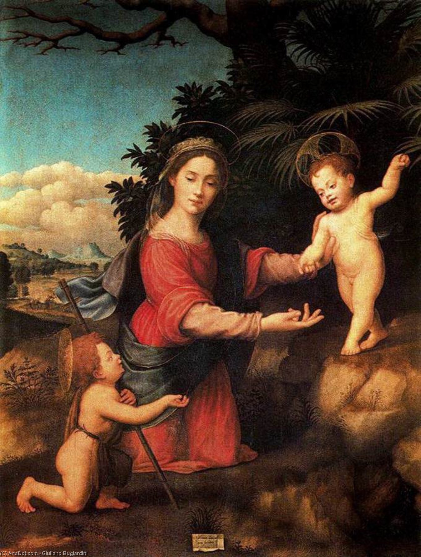 Wikioo.org - The Encyclopedia of Fine Arts - Painting, Artwork by Giuliano Bugiardini - Virgin and Child with the Infant St John the Baptist