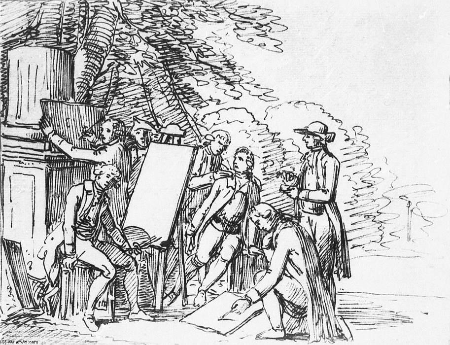 Wikioo.org - The Encyclopedia of Fine Arts - Painting, Artwork by Friedrich Bury - Johann Wolfgang von Goethe with His Italian Friends