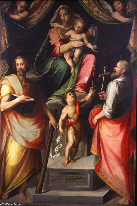Wikioo.org - The Encyclopedia of Fine Arts - Painting, Artwork by Giovanni Maria Butteri - Madonna and Child Enthroned with Saints