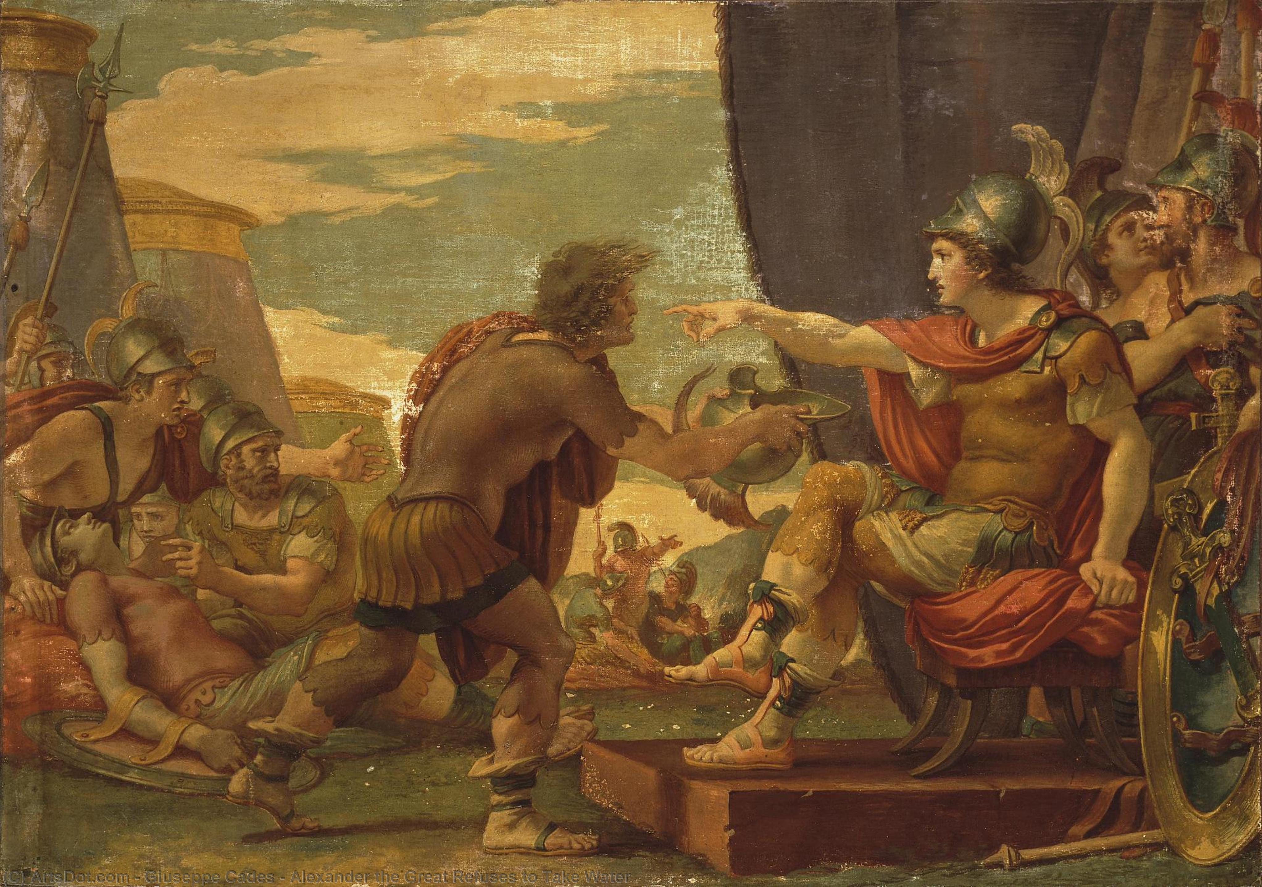 Wikioo.org - The Encyclopedia of Fine Arts - Painting, Artwork by Giuseppe Cades - Alexander the Great Refuses to Take Water
