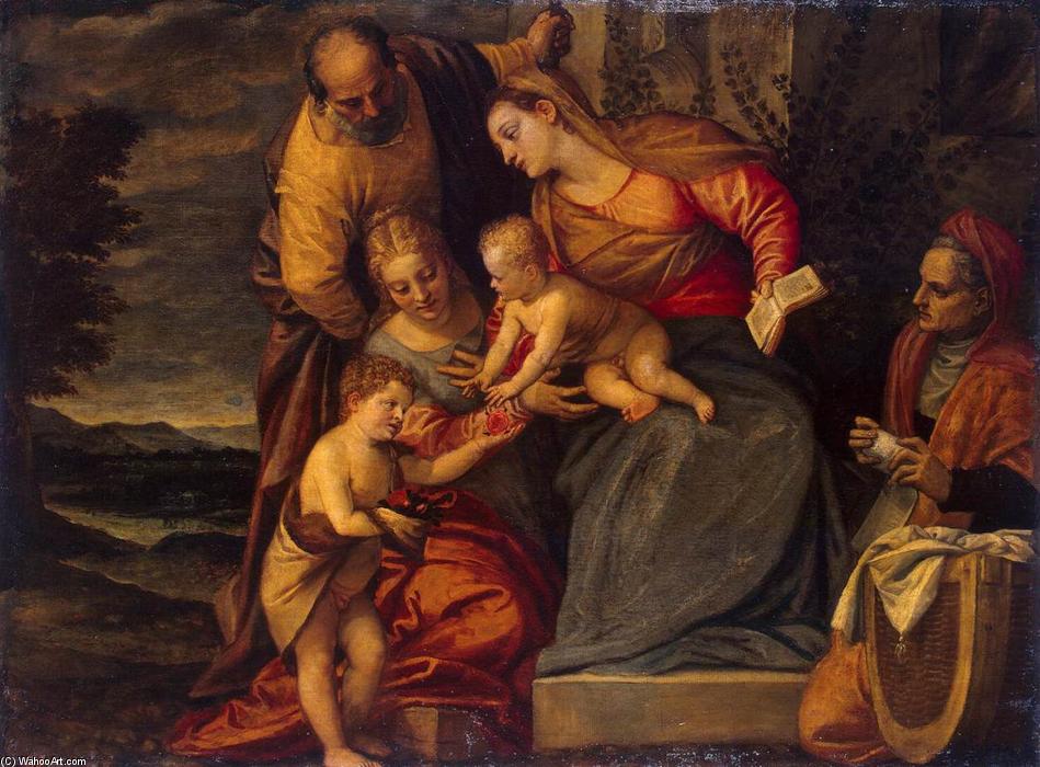 Wikioo.org - The Encyclopedia of Fine Arts - Painting, Artwork by Benedetto Caliari - Holy Family with Sts Catherine, Anne and John