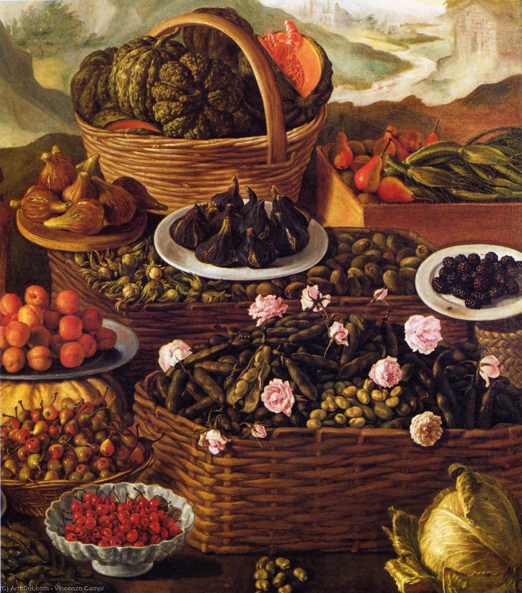 Wikioo.org - The Encyclopedia of Fine Arts - Painting, Artwork by Vincenzo Campi - Fruit Seller (detail)