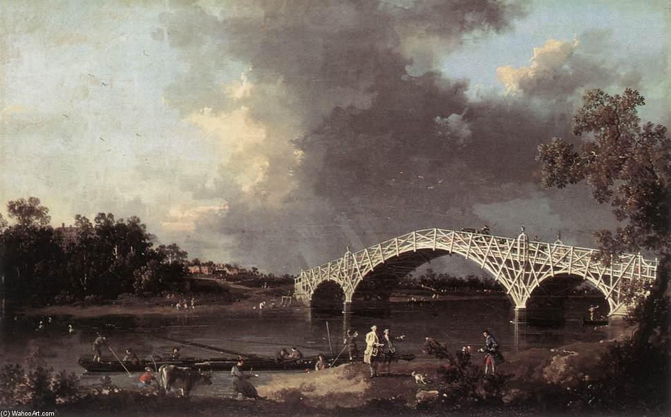Wikioo.org - The Encyclopedia of Fine Arts - Painting, Artwork by Giovanni Antonio Canal (Canaletto) - Old Walton Bridge