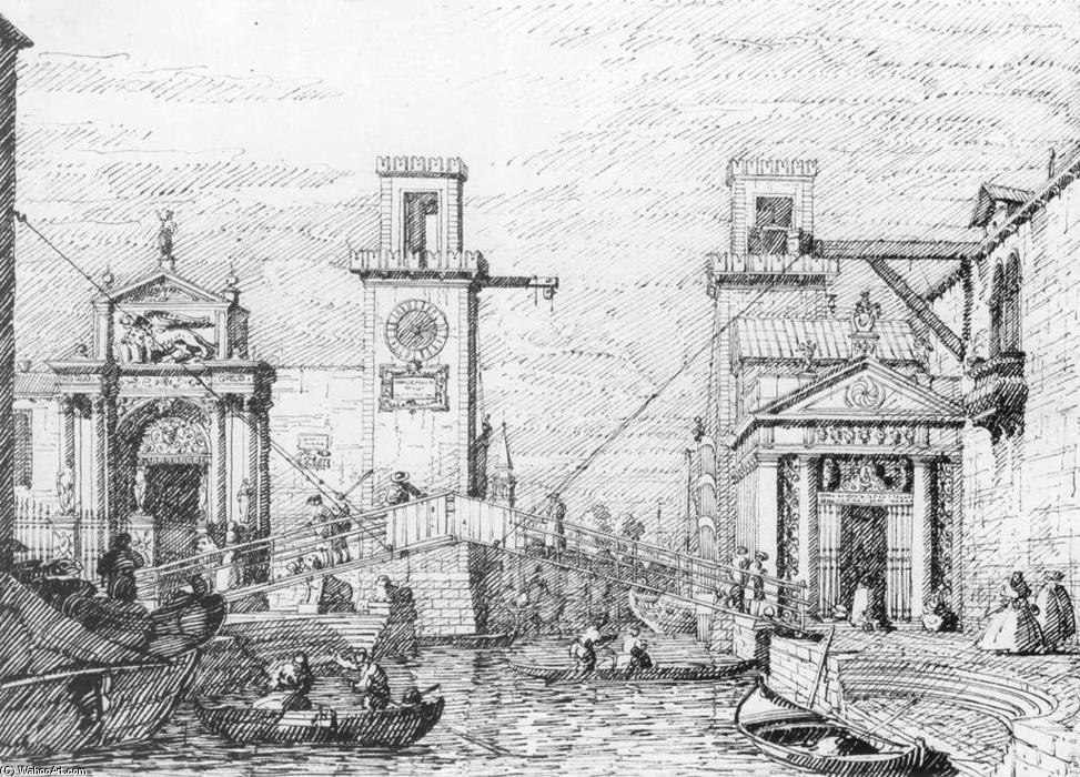 WikiOO.org - Encyclopedia of Fine Arts - Maalaus, taideteos Giovanni Antonio Canal (Canaletto) - The Arsenal: the Water Entrance