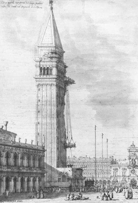 WikiOO.org - Encyclopedia of Fine Arts - Lukisan, Artwork Giovanni Antonio Canal (Canaletto) - The Piazzetta: Looking North, the Campanile under Repair
