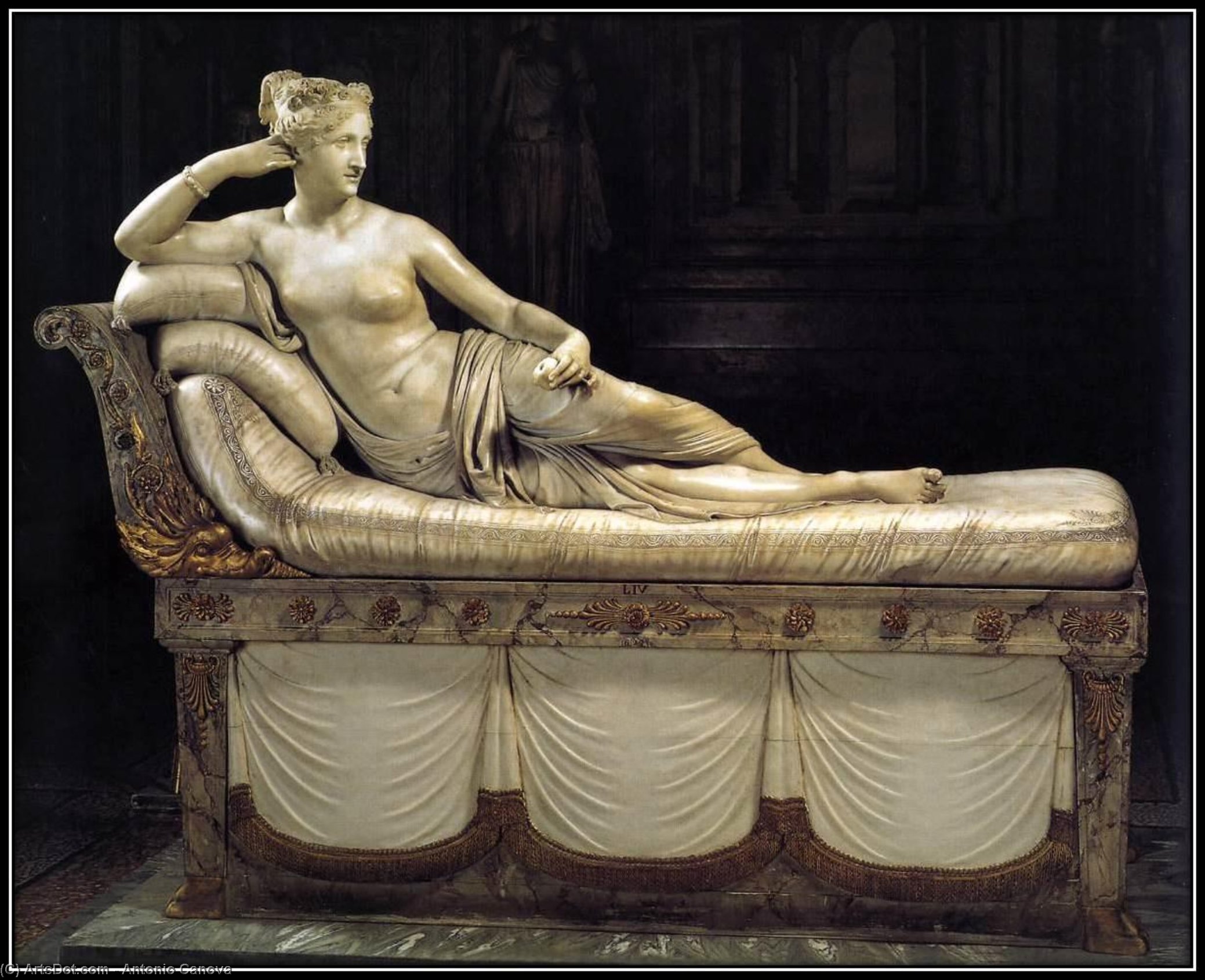 Wikioo.org - The Encyclopedia of Fine Arts - Painting, Artwork by Antonio Canova - Paolina Borghese as Venus Victrix