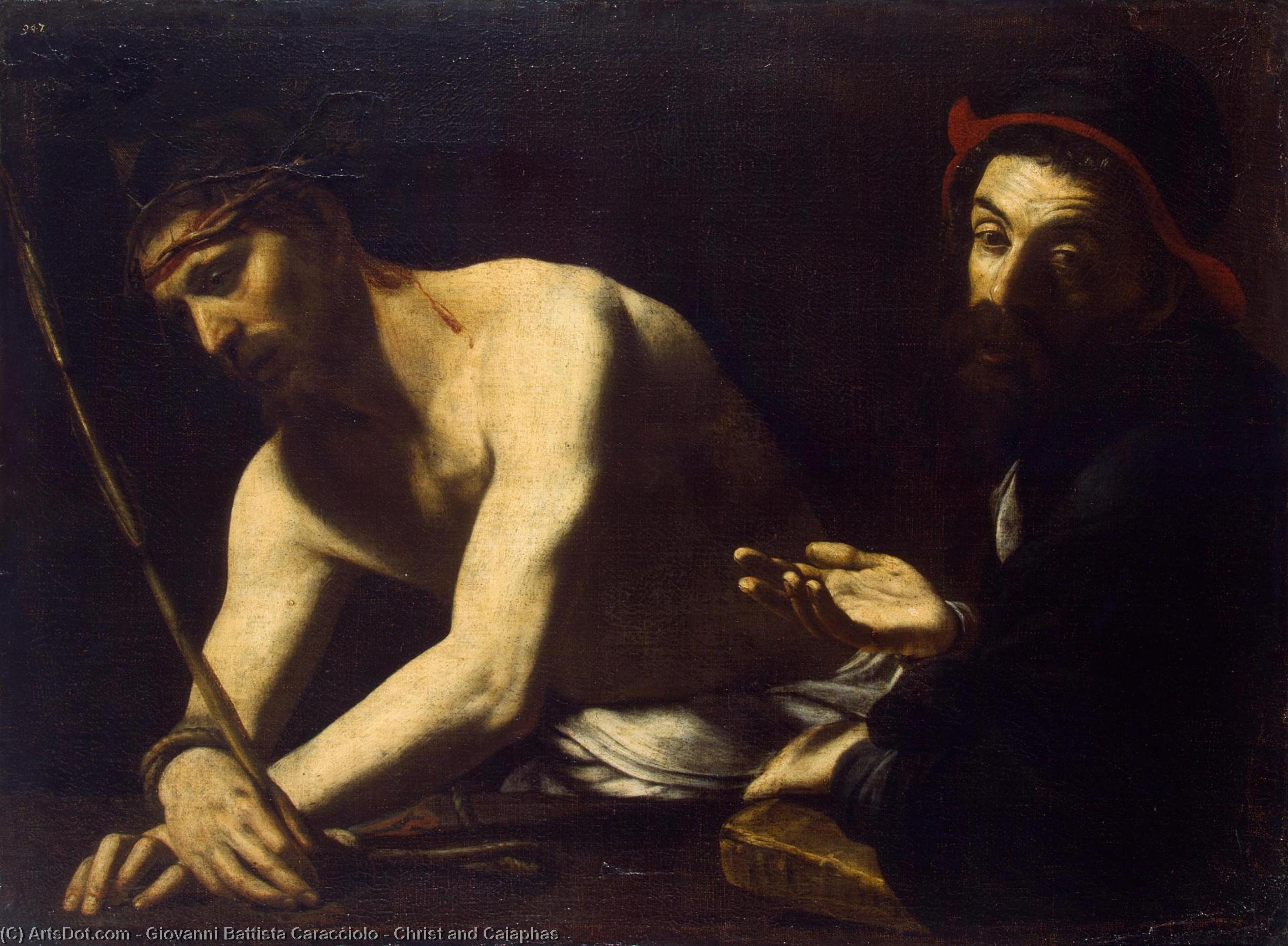 Wikioo.org - The Encyclopedia of Fine Arts - Painting, Artwork by Giovanni Battista Caracciolo - Christ and Caiaphas