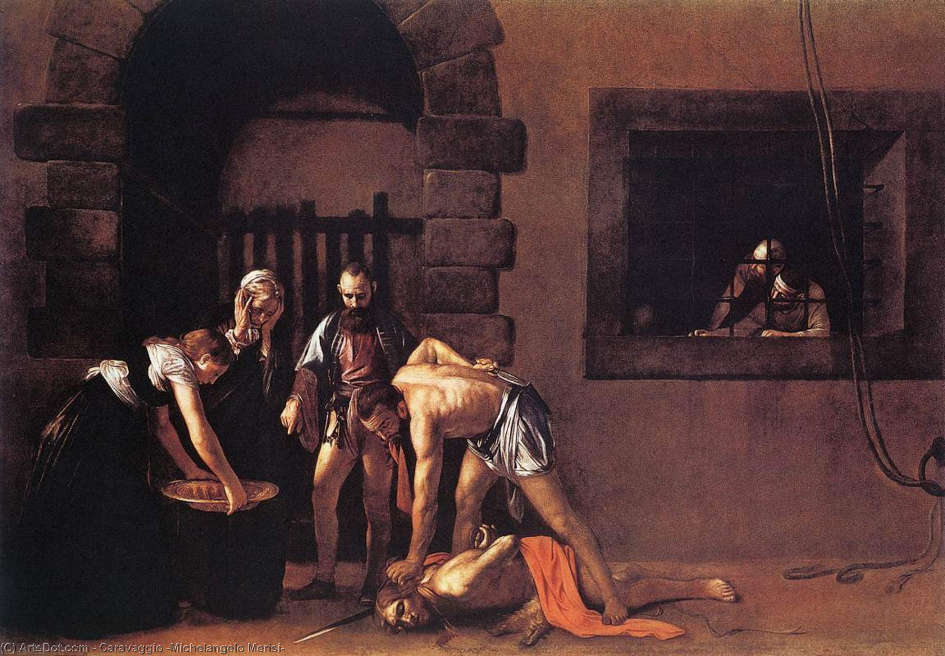 Wikoo.org - موسوعة الفنون الجميلة - اللوحة، العمل الفني Caravaggio (Michelangelo Merisi) - Beheading of Saint John the Baptist