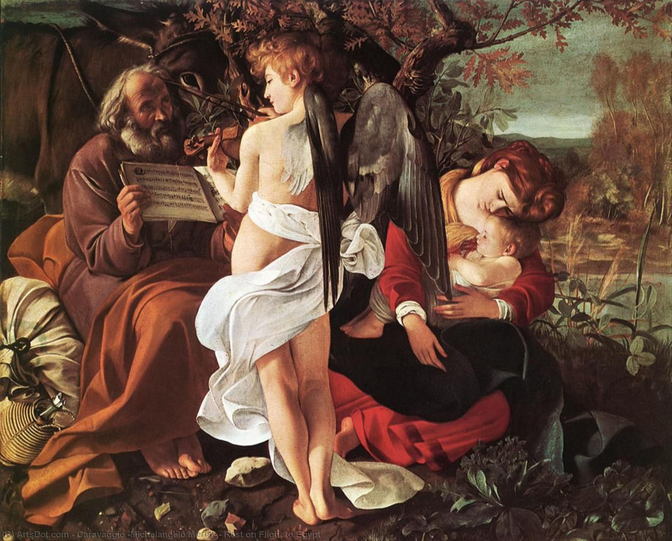 Wikioo.org - The Encyclopedia of Fine Arts - Painting, Artwork by Caravaggio (Michelangelo Merisi) - Rest on Flight to Egypt