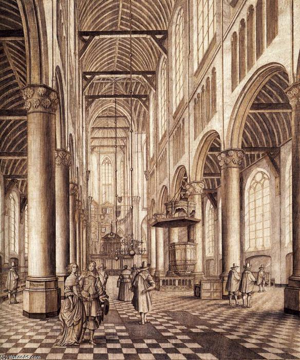 WikiOO.org - אנציקלופדיה לאמנויות יפות - ציור, יצירות אמנות Johannes Coesermans - Interior of the Nieuwe Kerk, Delft