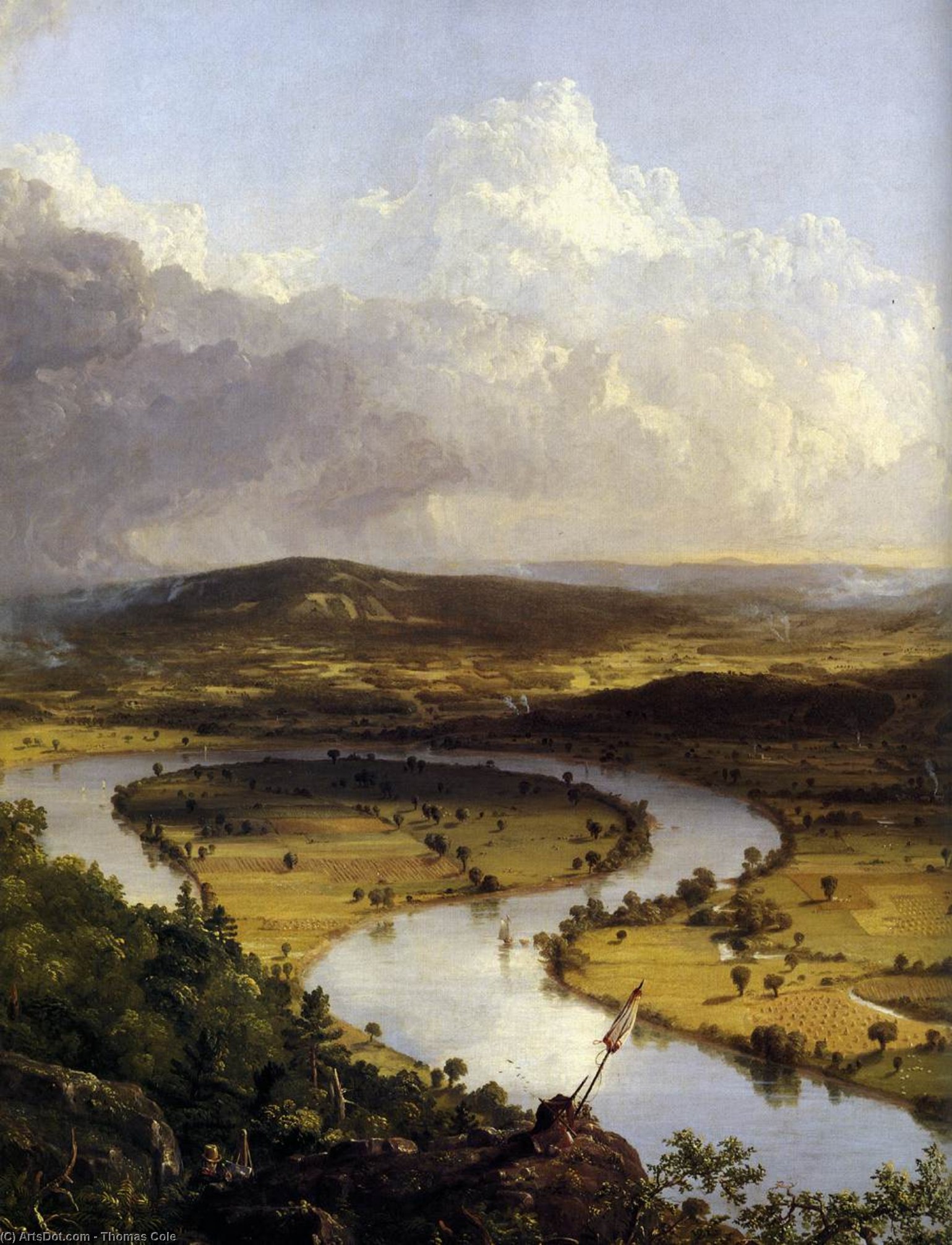 Wikioo.org - The Encyclopedia of Fine Arts - Painting, Artwork by Thomas Cole - View from Mount Holyoke, Northamptom, Massachusetts, after a Thunderstorm (detail)