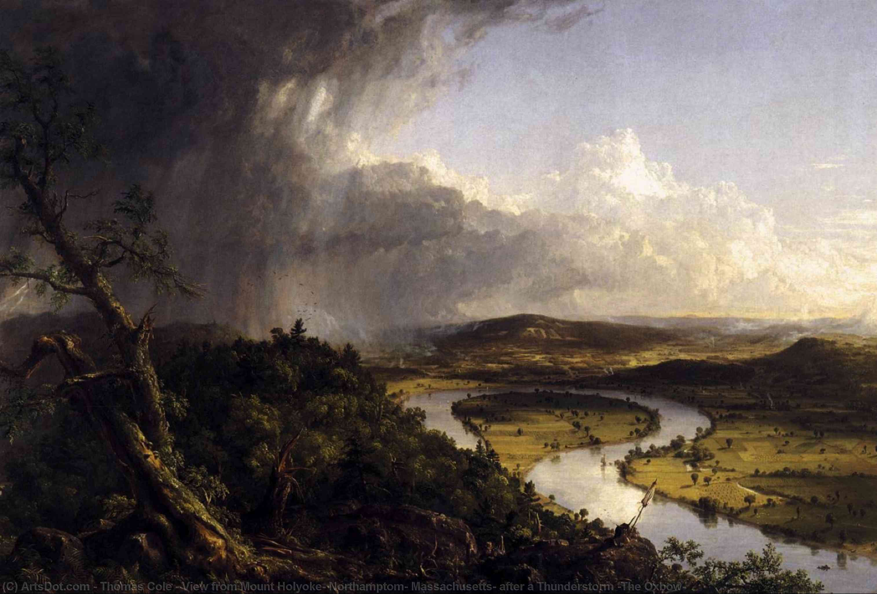 Wikioo.org - The Encyclopedia of Fine Arts - Painting, Artwork by Thomas Cole - View from Mount Holyoke, Northamptom, Massachusetts, after a Thunderstorm (The Oxbow)