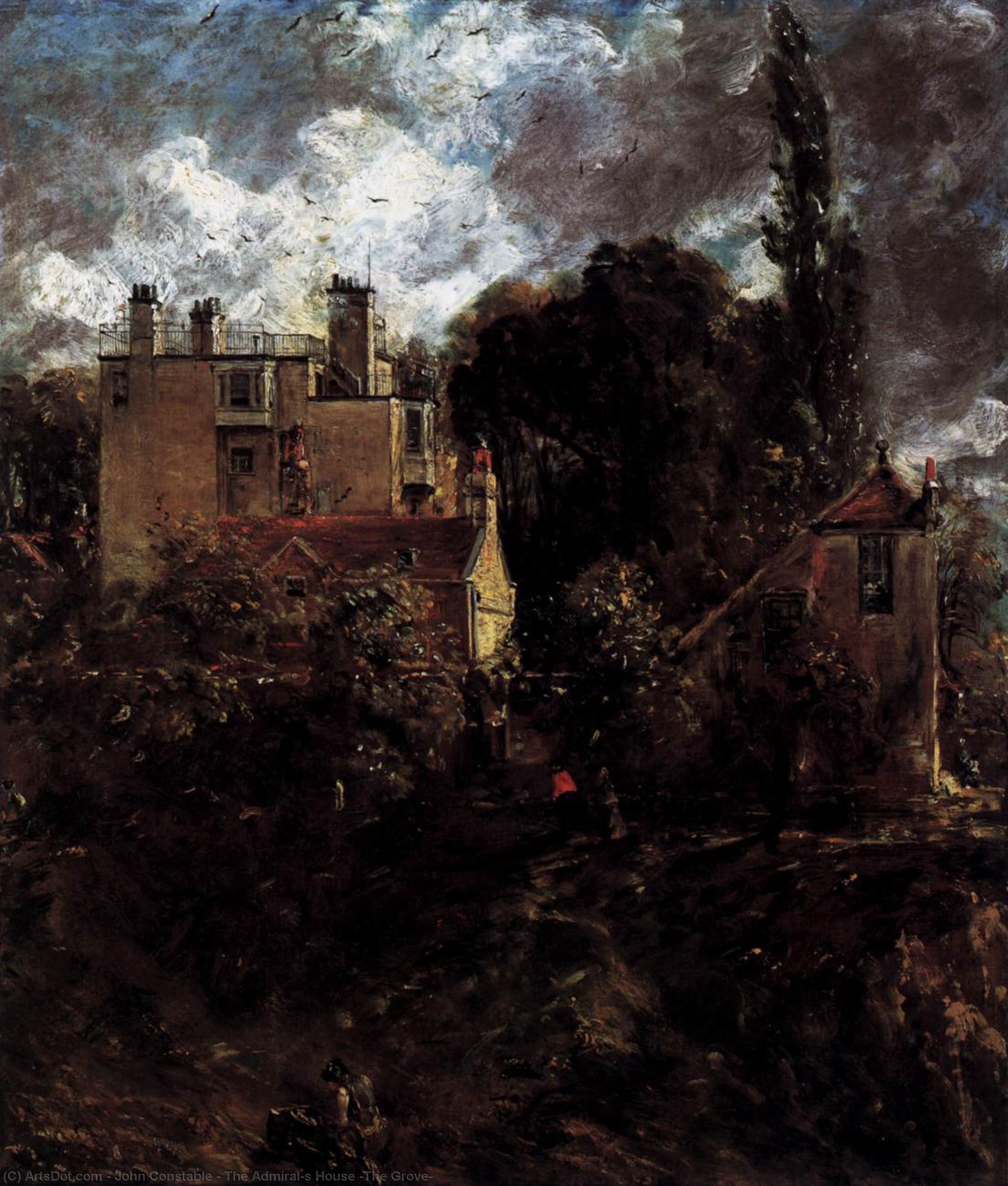 WikiOO.org - Enciklopedija dailės - Tapyba, meno kuriniai John Constable - The Admiral's House (The Grove)