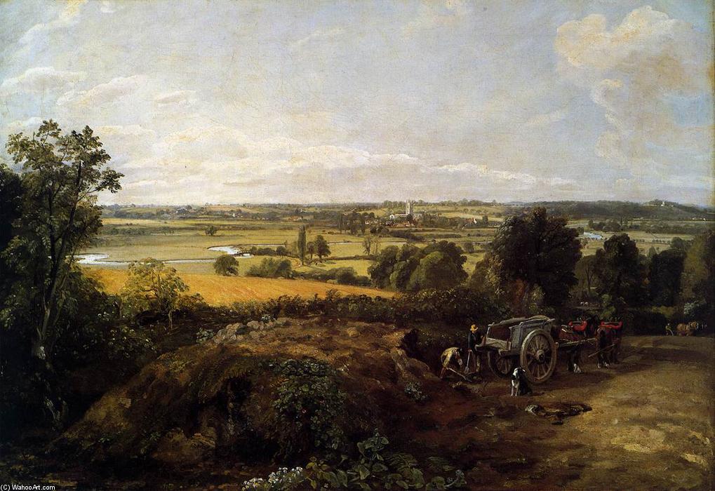 WikiOO.org – 美術百科全書 - 繪畫，作品 John Constable - 的 Stour-Valley  与  教会 戴德姆