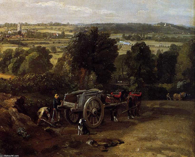 Wikioo.org - สารานุกรมวิจิตรศิลป์ - จิตรกรรม John Constable - The Stour-Valley with the Church of Dedham (detail)