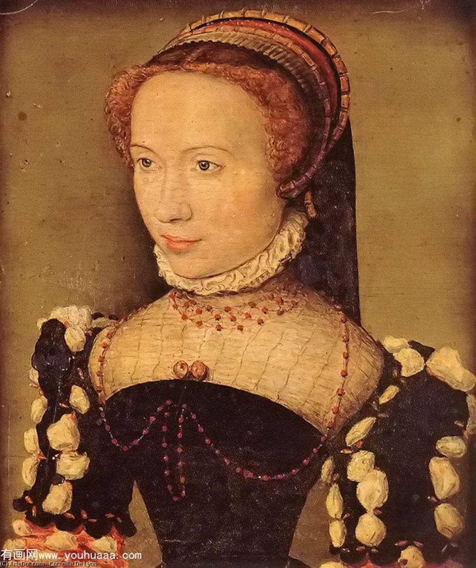 WikiOO.org - Enciklopedija dailės - Tapyba, meno kuriniai Corneille De Lyon - Portrait of Gabrielle de Rochechouart
