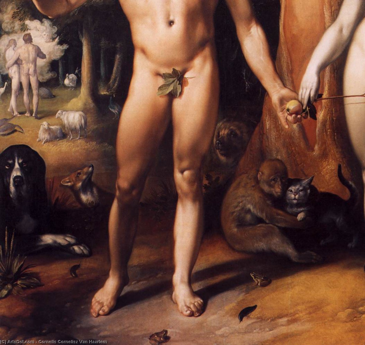 Wikioo.org - The Encyclopedia of Fine Arts - Painting, Artwork by Cornelis Cornelisz Van Haarlem - The Fall of Man (detail)