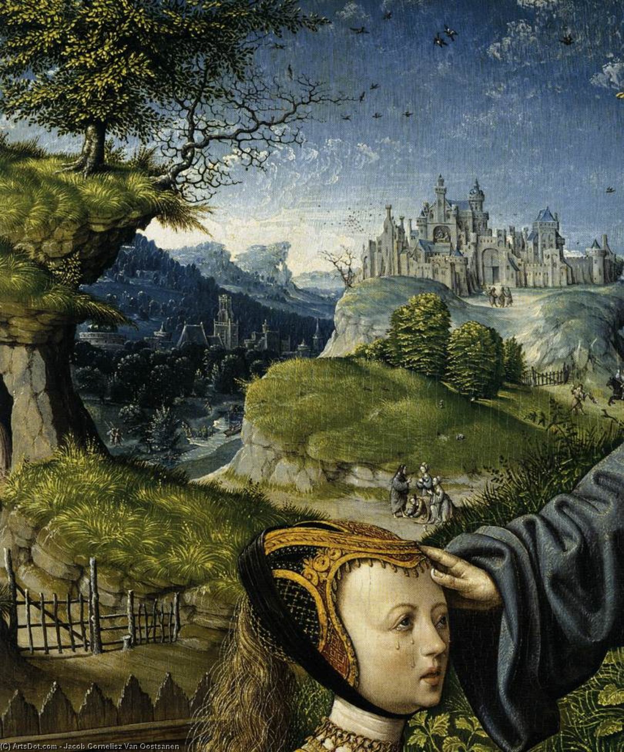 Wikioo.org - The Encyclopedia of Fine Arts - Painting, Artwork by Jacob Cornelisz Van Oostsanen - Christ Appearing to Mary Magdalen as a Gardener (detail)