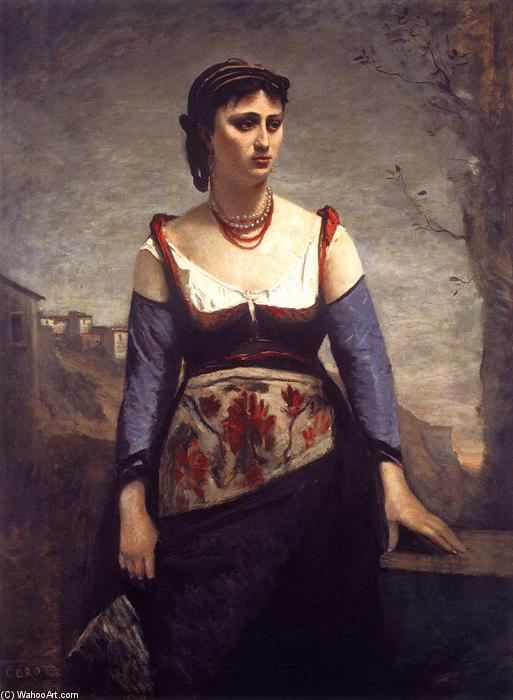 WikiOO.org – 美術百科全書 - 繪畫，作品 Jean Baptiste Camille Corot - Agostina
