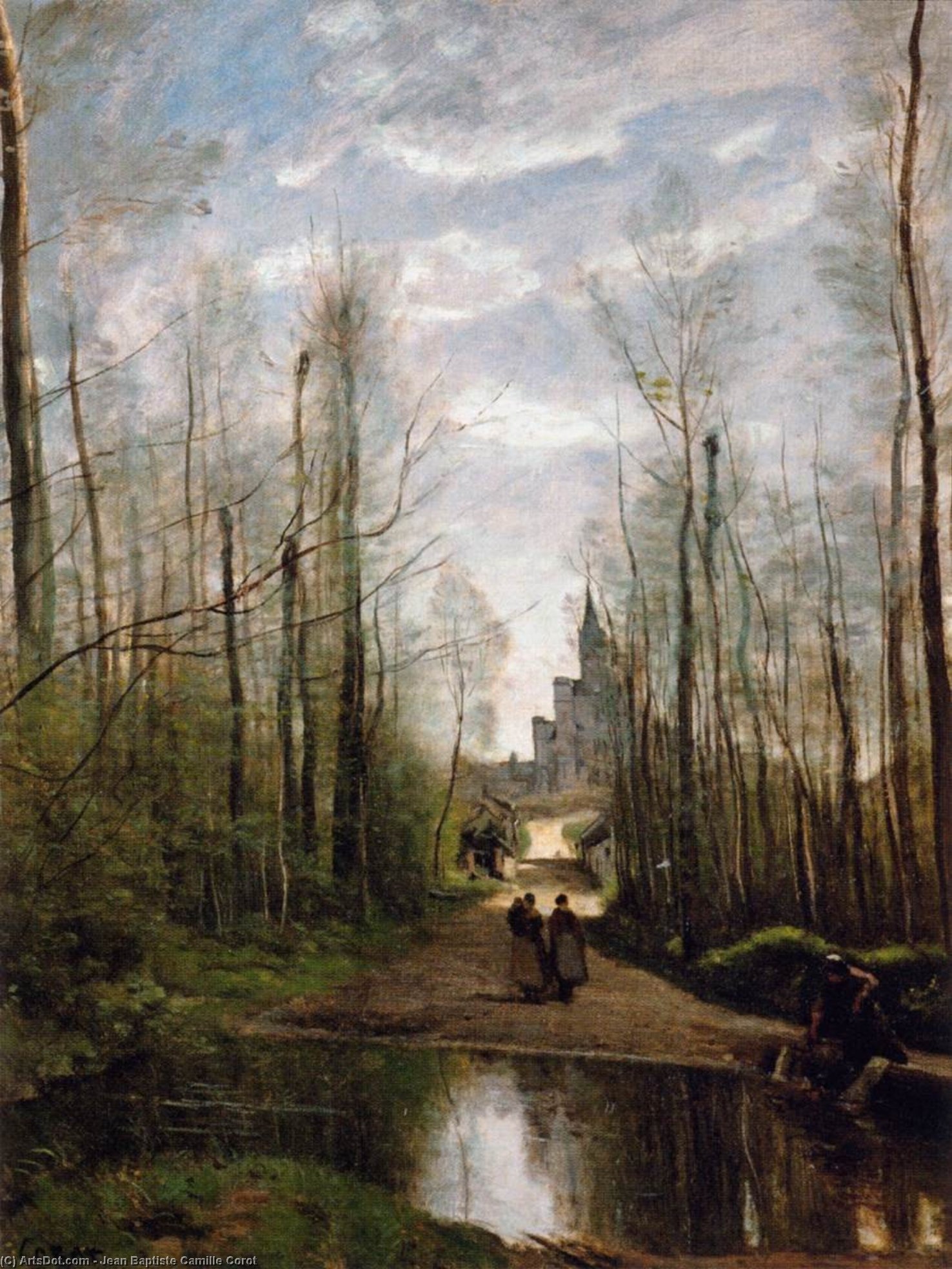 WikiOO.org - אנציקלופדיה לאמנויות יפות - ציור, יצירות אמנות Jean Baptiste Camille Corot - The Church of Marissel, near Beauvais