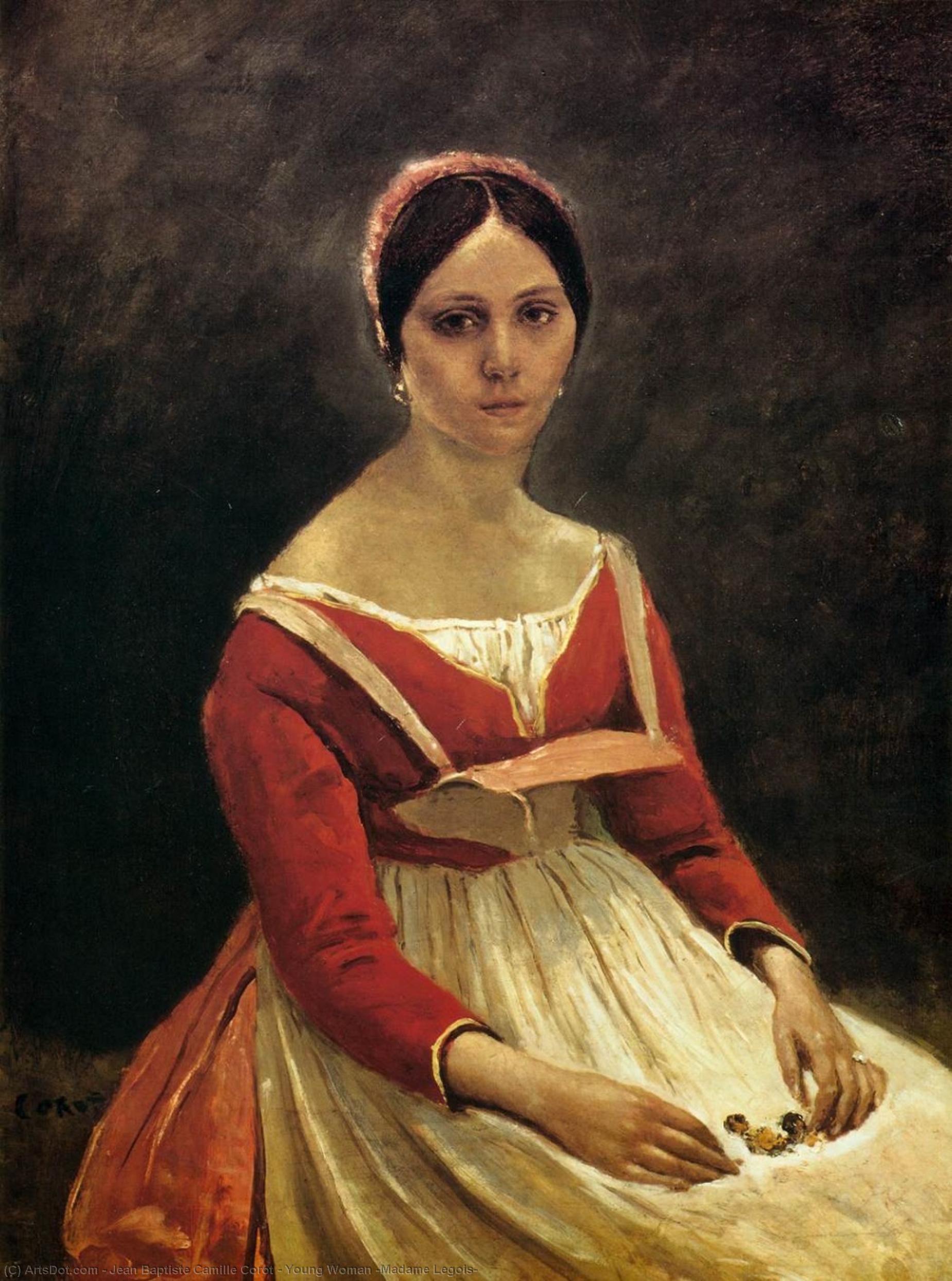 Wikoo.org - موسوعة الفنون الجميلة - اللوحة، العمل الفني Jean Baptiste Camille Corot - Young Woman (Madame Legois)