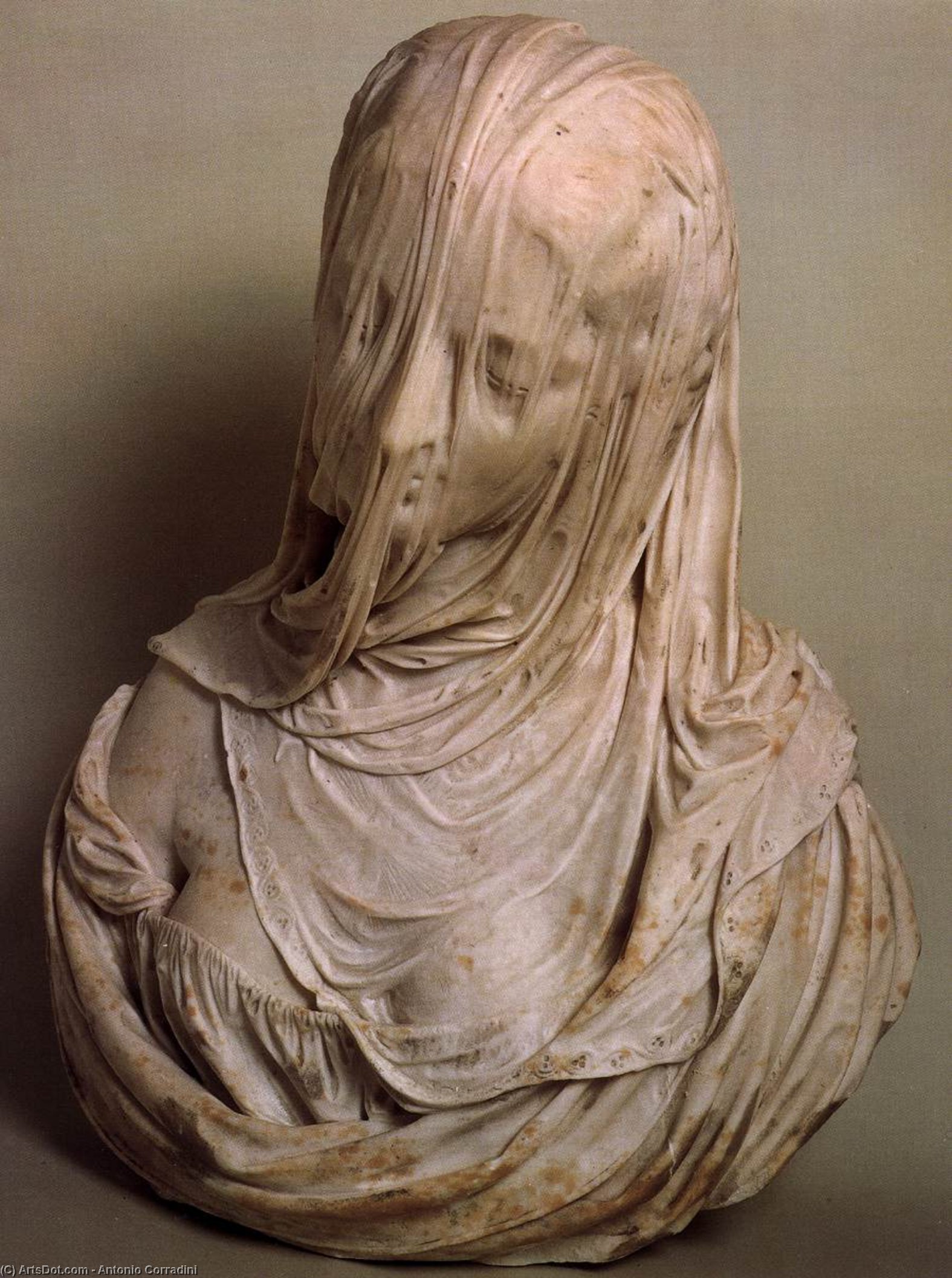 Wikioo.org - The Encyclopedia of Fine Arts - Painting, Artwork by Antonio Corradini - Bust of a Veiled Woman (Puritas)