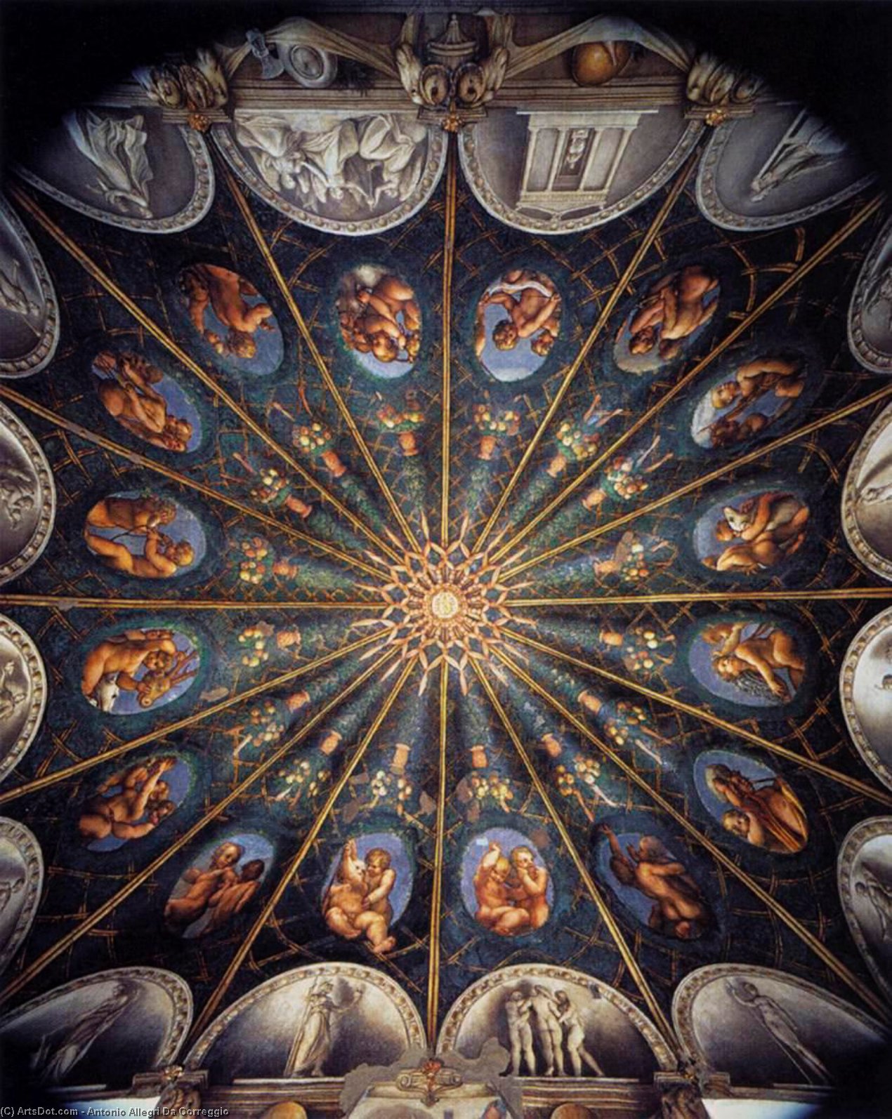 WikiOO.org - Encyclopedia of Fine Arts - Festés, Grafika Antonio Allegri Da Correggio - Ceiling decoration
