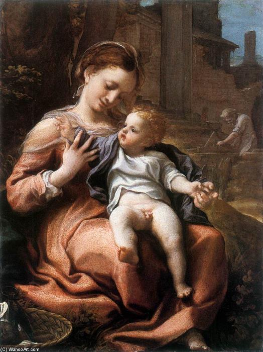 Wikioo.org - The Encyclopedia of Fine Arts - Painting, Artwork by Antonio Allegri Da Correggio - Madonna of the Basket