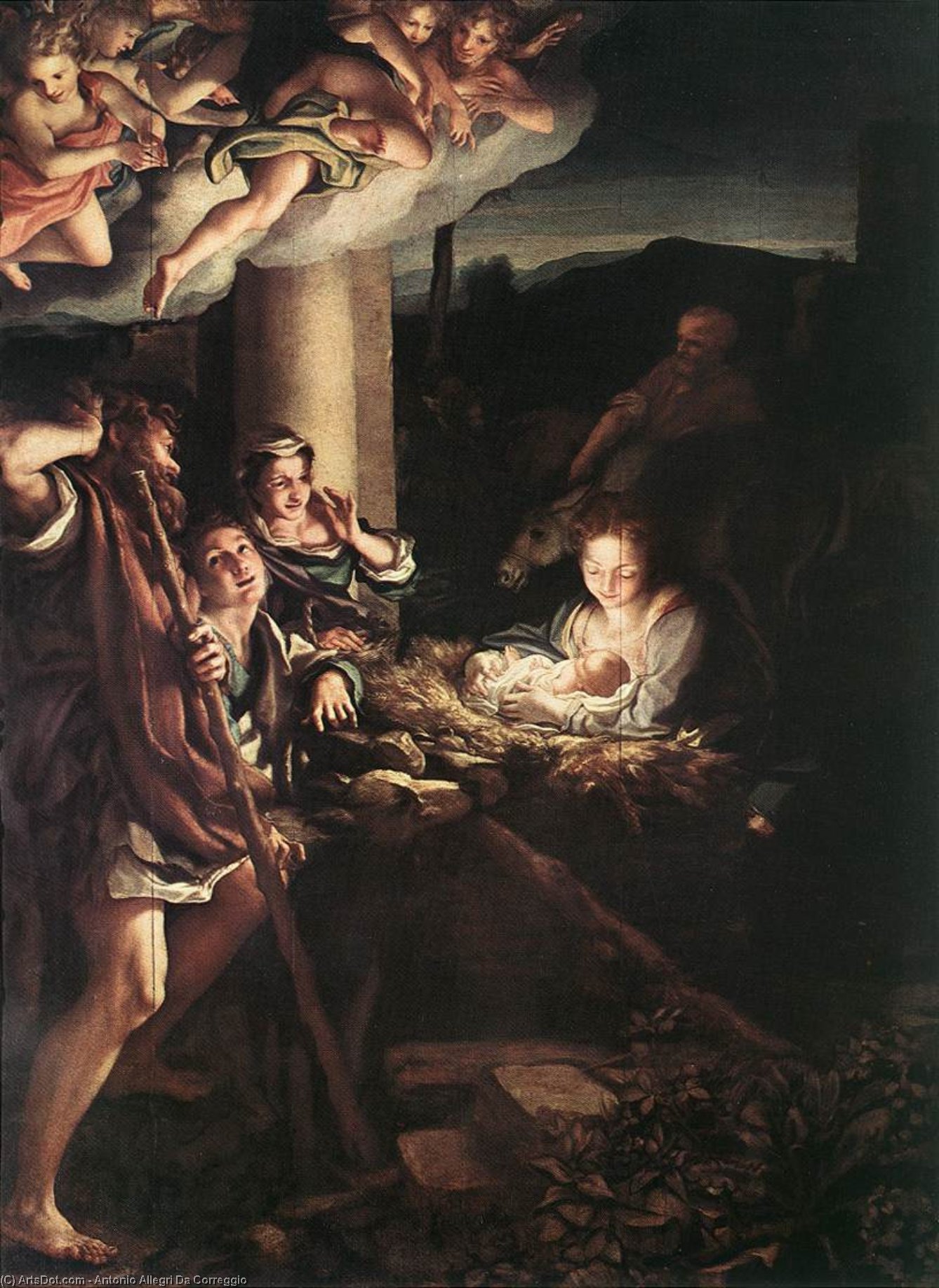 Wikoo.org - موسوعة الفنون الجميلة - اللوحة، العمل الفني Antonio Allegri Da Correggio - Nativity (Holy Night)