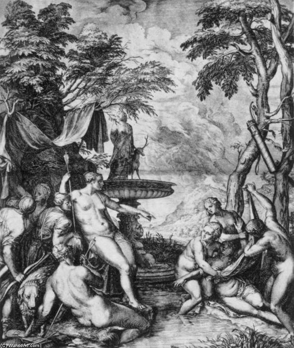 WikiOO.org - Enciklopedija dailės - Tapyba, meno kuriniai Cornelis Cort - Diana and Callisto