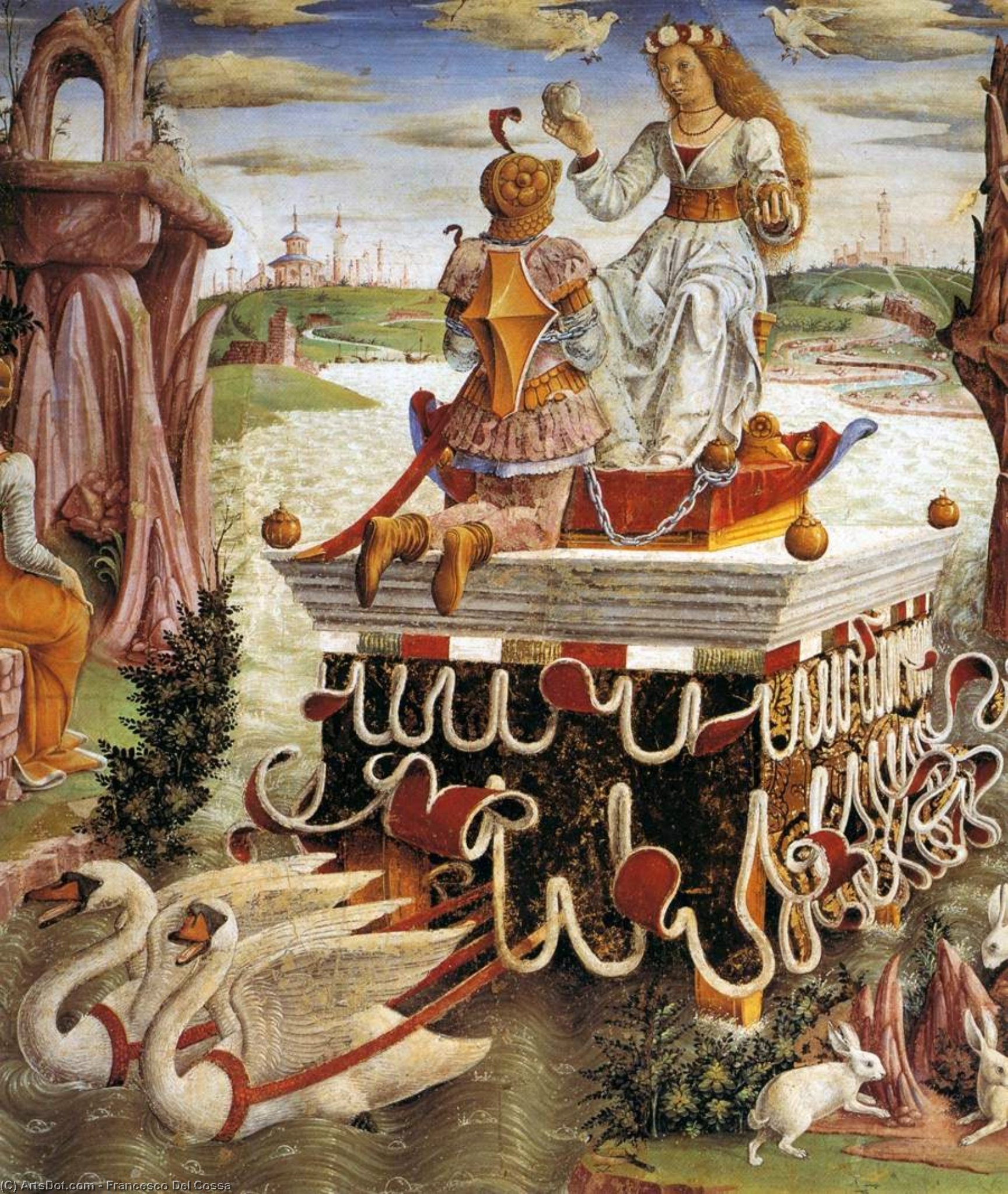 Wikioo.org - The Encyclopedia of Fine Arts - Painting, Artwork by Francesco Del Cossa - Allegory of April: Triumph of Venus (detail)