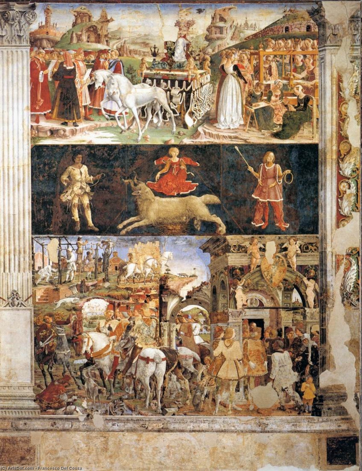 Wikioo.org - The Encyclopedia of Fine Arts - Painting, Artwork by Francesco Del Cossa - Allegory of March: Triumph of Minerva