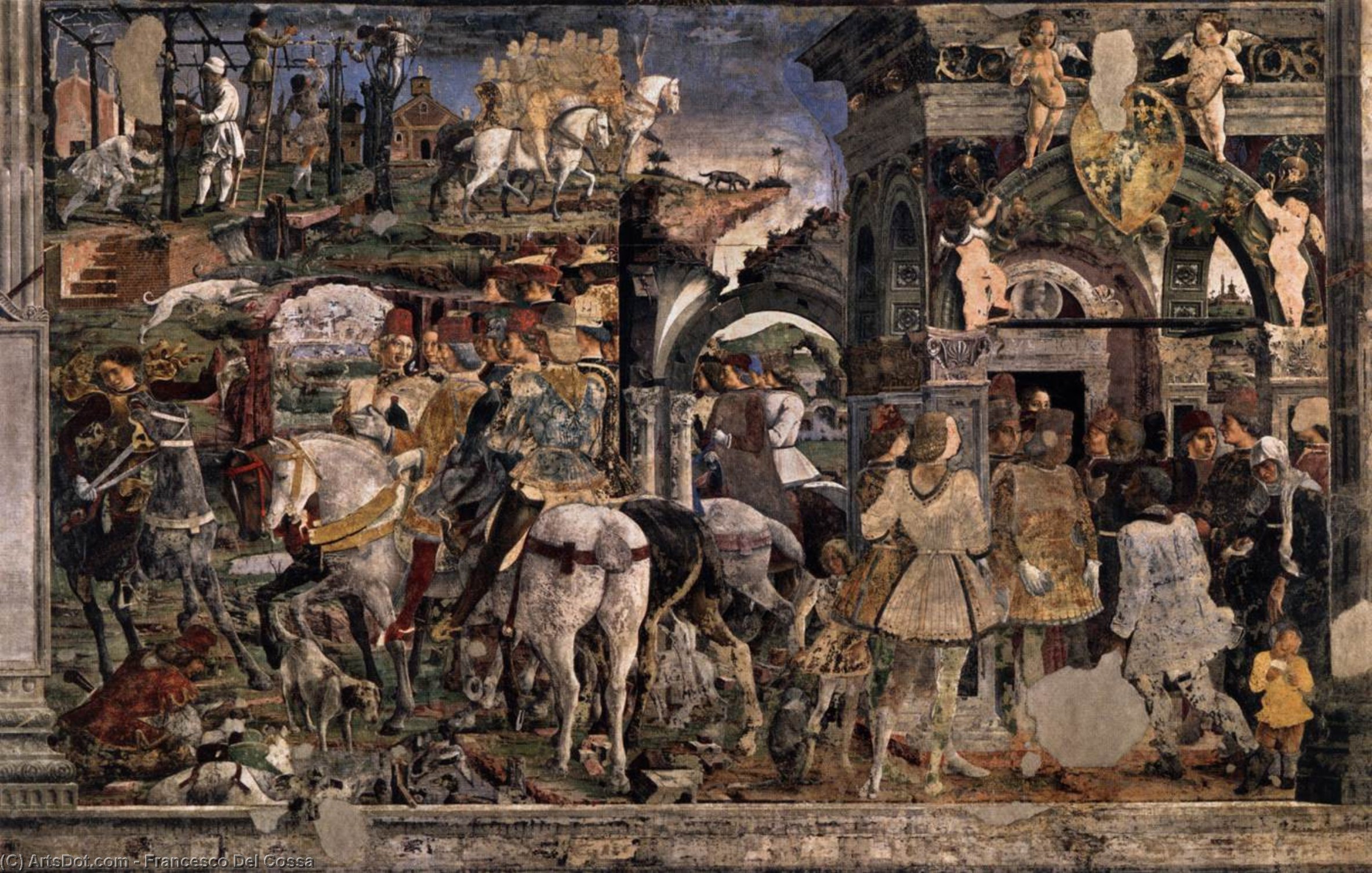 Wikioo.org - The Encyclopedia of Fine Arts - Painting, Artwork by Francesco Del Cossa - Allegory of March: Triumph of Minerva (detail) (12)