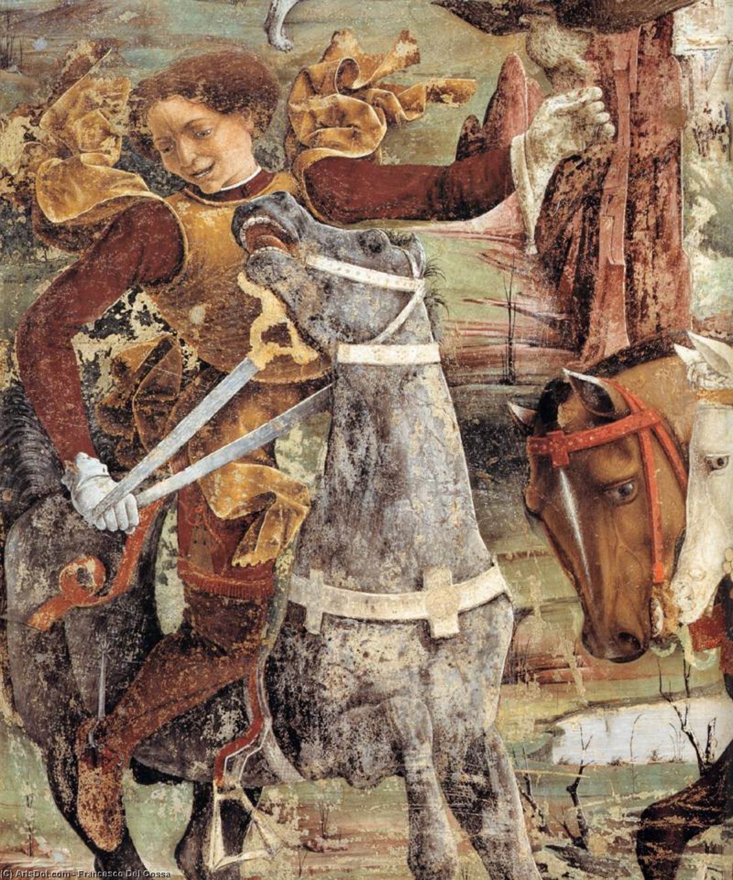 Wikioo.org - The Encyclopedia of Fine Arts - Painting, Artwork by Francesco Del Cossa - Allegory of March: Triumph of Minerva (detail) (13)