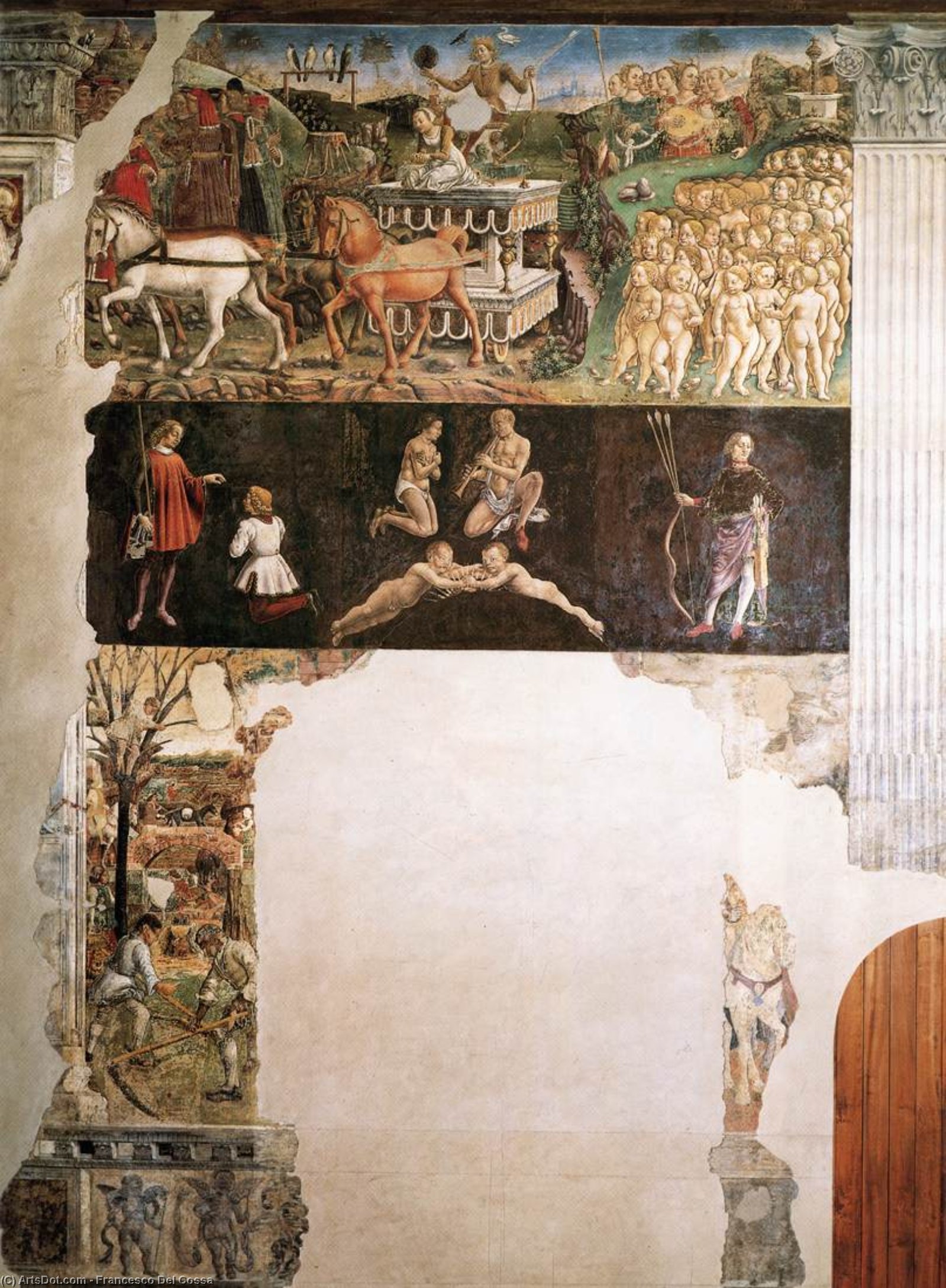 Wikioo.org - The Encyclopedia of Fine Arts - Painting, Artwork by Francesco Del Cossa - Allegory of May: Triumph of Apollo