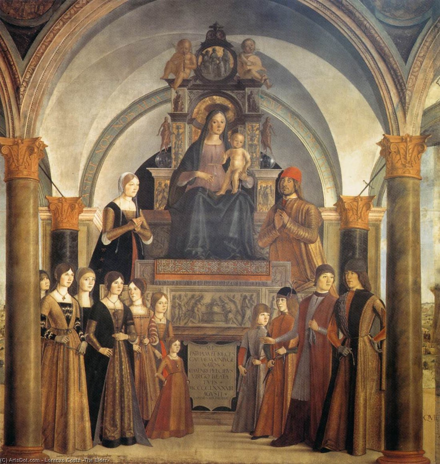 WikiOO.org - אנציקלופדיה לאמנויות יפות - ציור, יצירות אמנות Lorenzo Costa (The Elder) - Giovanni II Bentivoglio and His Family