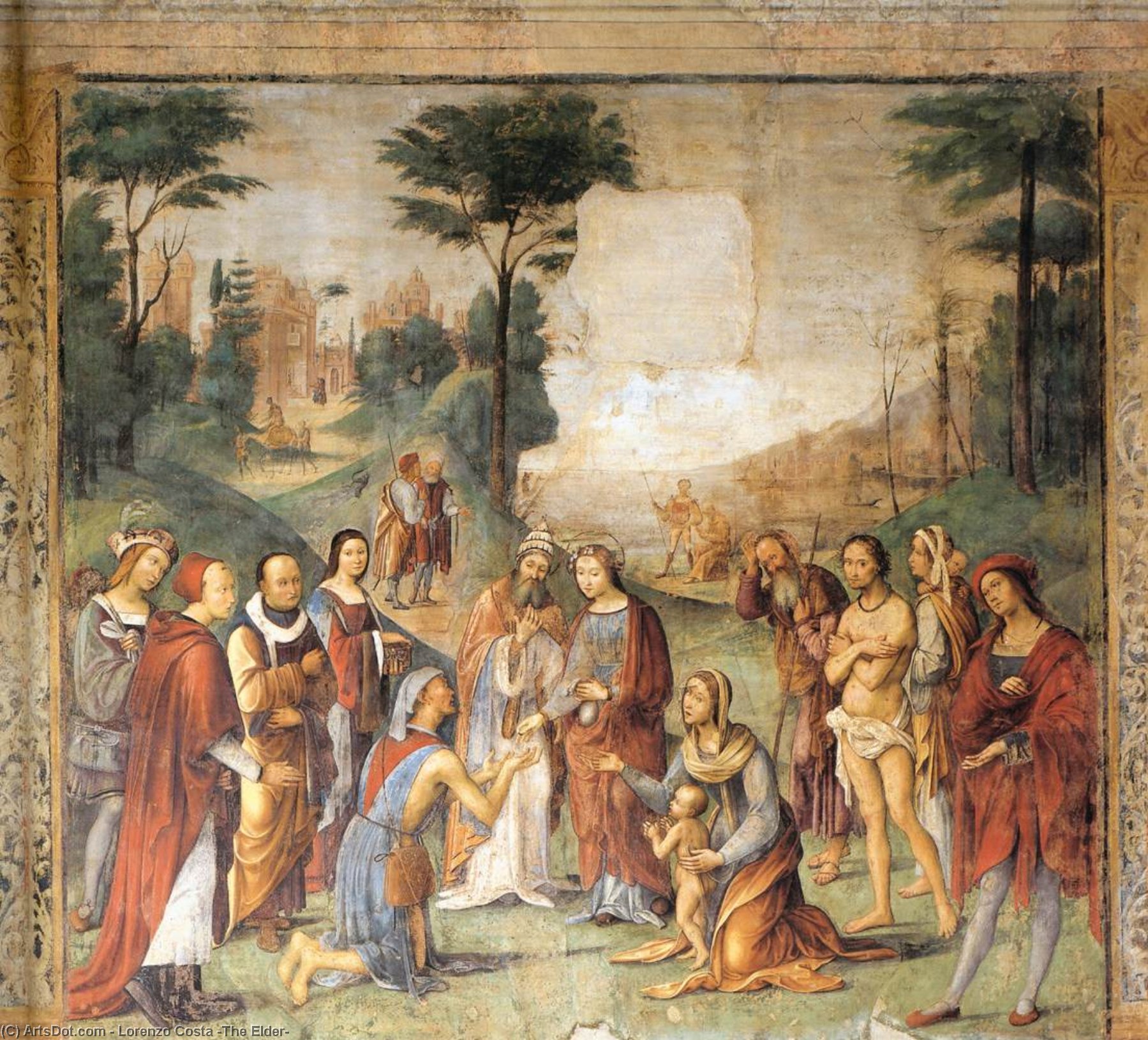 Wikioo.org - สารานุกรมวิจิตรศิลป์ - จิตรกรรม Lorenzo Costa (The Elder) - Legend of Sts Cecilia and Valerian, Scene 9