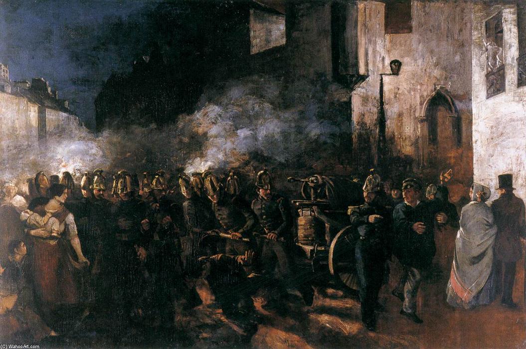 WikiOO.org – 美術百科全書 - 繪畫，作品 Gustave Courbet - 消防员 运行  到  一个  火