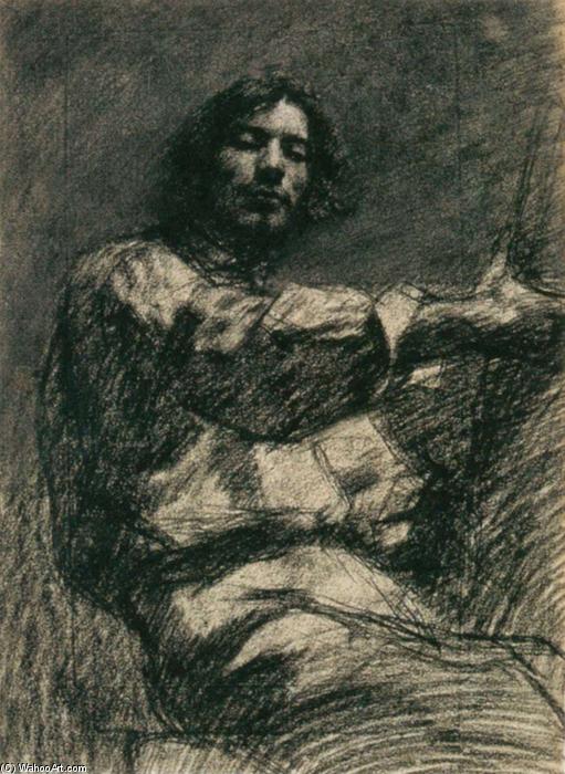 Wikoo.org - موسوعة الفنون الجميلة - اللوحة، العمل الفني Gustave Courbet - Seated Young Man