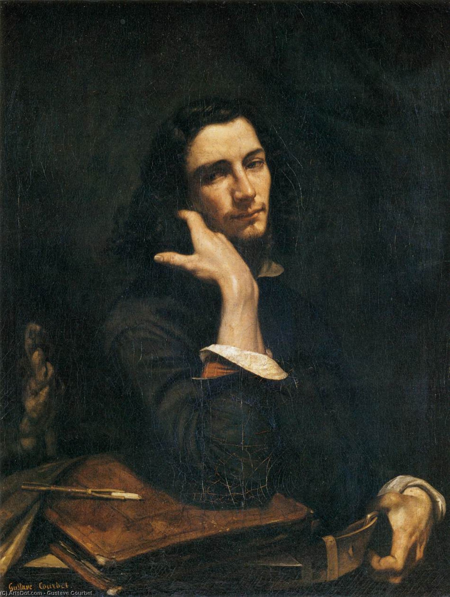 Wikioo.org – L'Enciclopedia delle Belle Arti - Pittura, Opere di Gustave Courbet - autoritratto L uomo  con  pelle  cintura