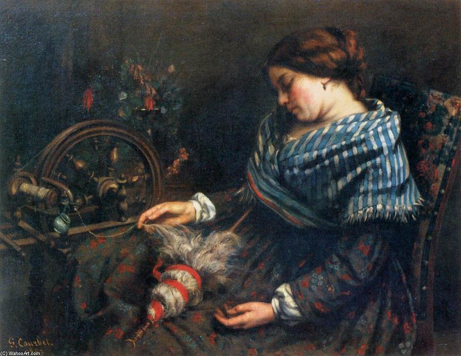 WikiOO.org - Enciclopedia of Fine Arts - Pictura, lucrări de artă Gustave Courbet - The Sleeping Spinner