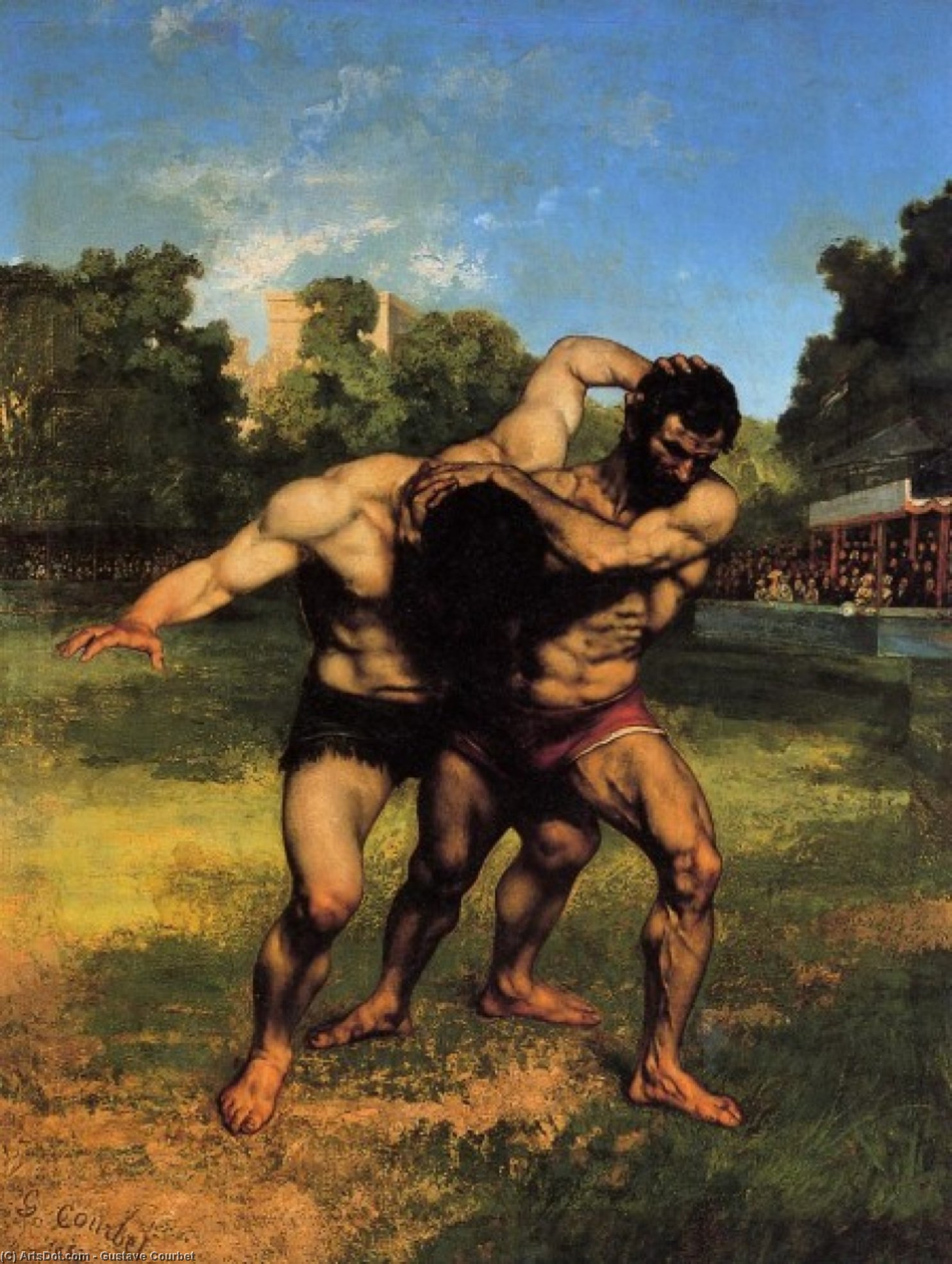 Wikioo.org - The Encyclopedia of Fine Arts - Painting, Artwork by Gustave Courbet - The Wrestlers