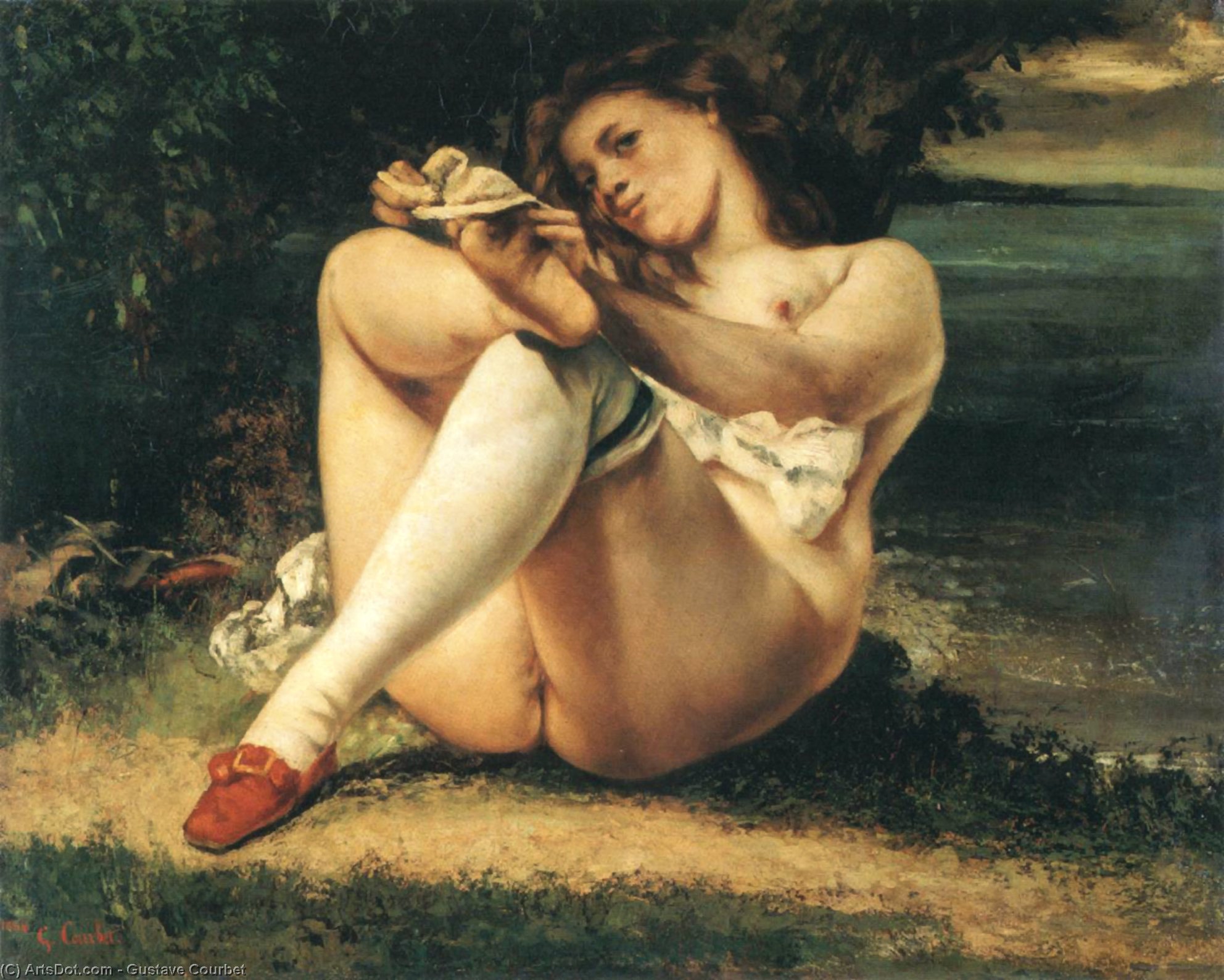 WikiOO.org - Encyclopedia of Fine Arts - Maleri, Artwork Gustave Courbet - Woman with White Stockings