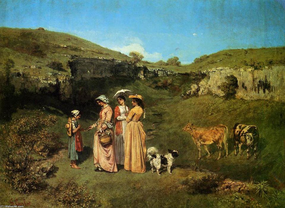 Wikioo.org - The Encyclopedia of Fine Arts - Painting, Artwork by Gustave Courbet - Young Women from the Village