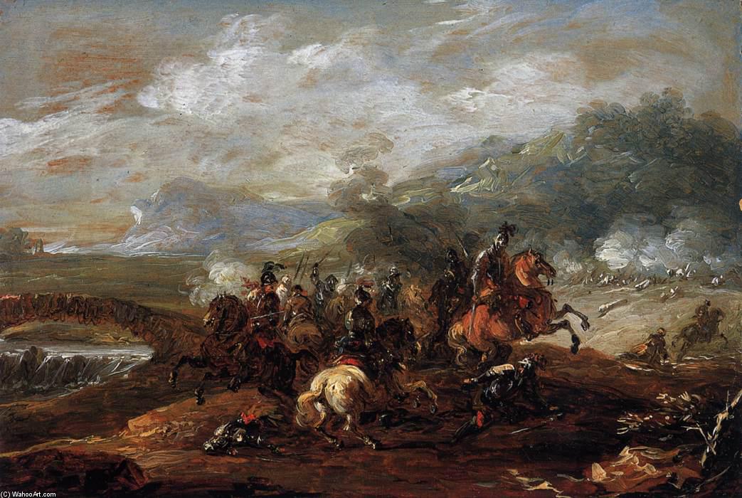 Wikioo.org – L'Encyclopédie des Beaux Arts - Peinture, Oeuvre de Jacques Courtois - Cavalerie bataille entre les chrétiens et les Turcs